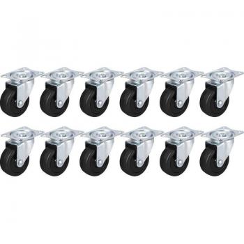 2 Inch Heavy Duty Black Polyurethane Swivel Caster Wheels Set