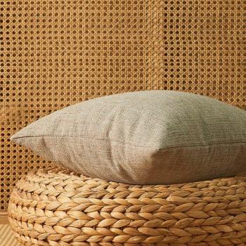Housse de coussin en coton et lin, taie d'oreiller avec glands, couleur unie, beige, 45x45cm