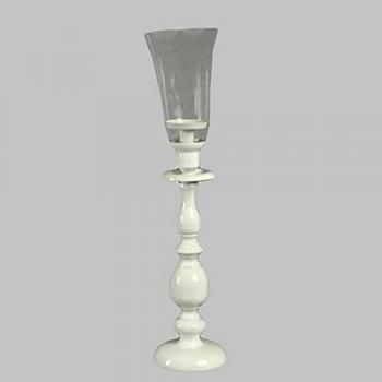 Portavelas de hierro blanco 12 cm x 12 cm x 53 cm