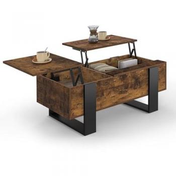 Mesa de Centro Phoenix con Dos Tableros Deslizantes en Madera y Negro