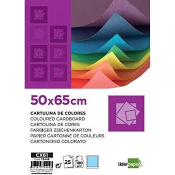 CSP LIDERPAPEL Cartulina 50x65 cm 180g/m2 azul paquete de 25