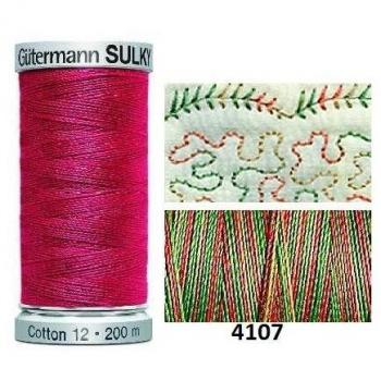 Gutermann No 12 Sulky Variegated Cotton Thread – 200 m, Christmas Edition