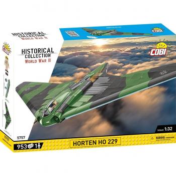 COBI Historical Collection 5757 - Horten HO 229, Nurflügel Flugzeug WWII, Bausatz 953 Klemmbausteine, 1 Figur
