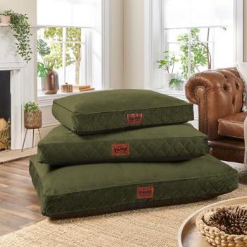 Slumberdown Paws for Slumber Raised Padded Dog Bed Green 20cm H x 80cm W x 60cm D