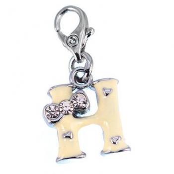 Bijou Lettre H So Charm - Plaqué Or, Jaune, Cristaux de Bohème