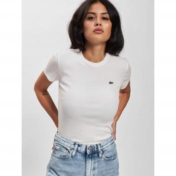T-shirt Lacoste Basic Femme Manches Courtes Blanc 38