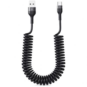 Câble USB‑C Fast Charge 5 A Curly – USB‑A vers USB‑C, 1 m, Noir