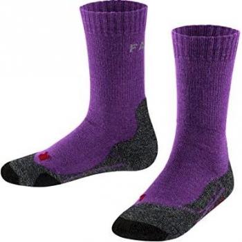Calcetines de senderismo FALKE TK2 para niños, color morado, talla 35-38