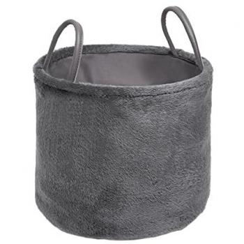 OHS Teddy Fleece Decorative Storage Basket - Grey