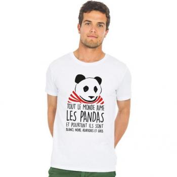T-shirt Masculino - TODO EL MUNDO AMA A LOS PANDAS S blanco