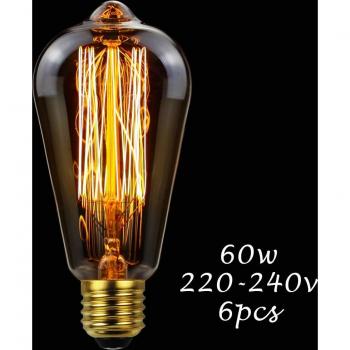 TIANFAN Antique Decorative Light Bulb 6pcs ST64 40W/60W E27/E26