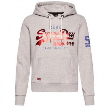 Sudadera con capucha Superdry Logo Vintage Athletic gris claro rojo mujer - 8