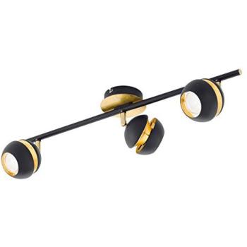 Gold‑Tinted Black Flush 3‑Spot Ceiling Light – GU10 3 × 3.3 W, Shade & Back Plate Included