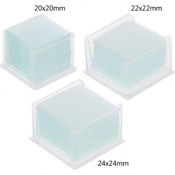 Diapositives coverslips en verre carré clair – 100 unités