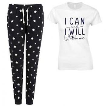 60 Second Makeover Women's I Can & I Will Watch Me Navy Star PJ Set – Large