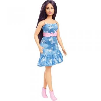 Barbie Anziehpuppe im Denimkleid mit Schmetterlingsdesign