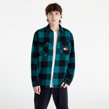 Tommy Jeans Sherpa Flannel Košeľa Zelená s Kockovaným Vzorom