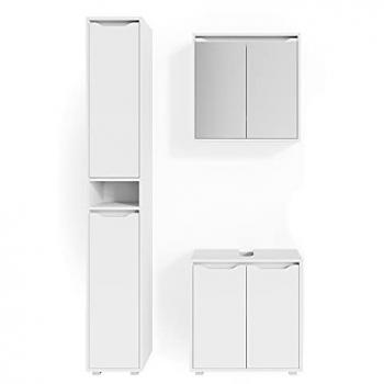 Vicco - Set mobili bagno Ruben, Bianco, 3 parti, con colonna