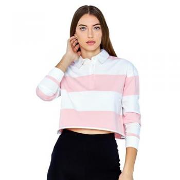 Oversized Long Sleeve Polo Shirt (Combed Cotton, Y/D) – Women's Pink Size 16