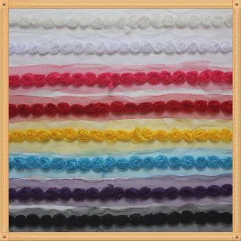 6y 2cm Shabby Chiffon Flower Netting Lace Trim