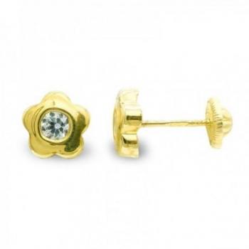 Pendientes oro 9k niña 7 mm flor con circonita