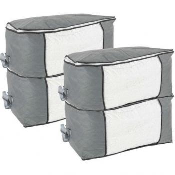 Intirilife Grau‑Box Set – 4× 90 L Organizer für Kleiderschränke