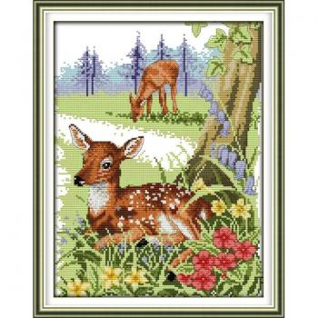 Fawn Animal 11ct Counting Canvas Sewing Kit