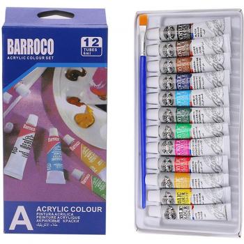 Brightly Colored 6ML Acrylic Paint Set - 12 Colors for Art Supplies