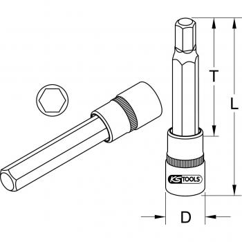 Douille tournevis 6 pans - KSTOOLS - L.110 mm - 4 mm