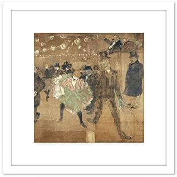 Toulouse-Lautrec Goulue Paris Theatre – 8x8” Wooden Framed Wall Art Print in White