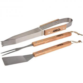 RVS/Houten BBQ Set 36cm 3-delig