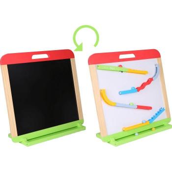 Vedes Puzzle Spielmaus Holz 3 in 1 Zeichenbrett mit Kugelbahn, Puzzleteile