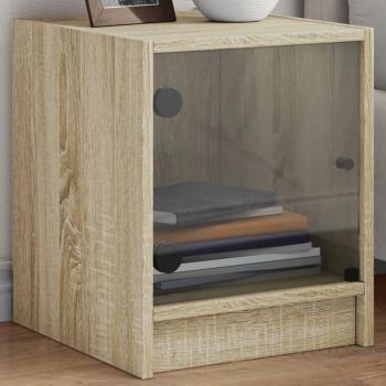 VIDAXL Comodini Con Ante In Vetro 2pz Rovere Sonoma 35x37x42 Cm