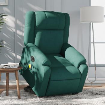 Poltrona Ajustável Eletricamente com Massagens, Tecido Verde Escuro – vidaXL