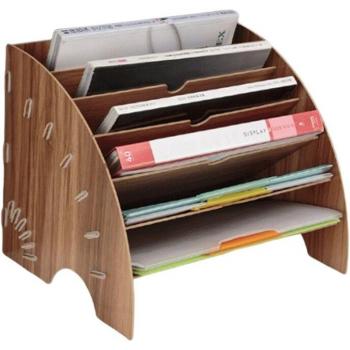 Fan-Shaped Wooden Desk Organizer