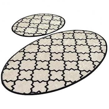 Juego de alfombras de baño (2 piezas) blanco y negro