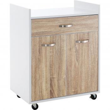 HOMCOM Carrello da Cucina Portavivande per Microonde con 4 Ruote, in Legno, 60x40x77cm - Rovere