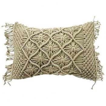 Coussin macramé - 40 x 60 cm - beige naturel