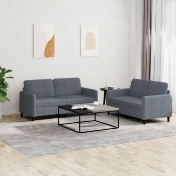 VidaXL 2-Piece Dark Grey Velvet Sofa Set