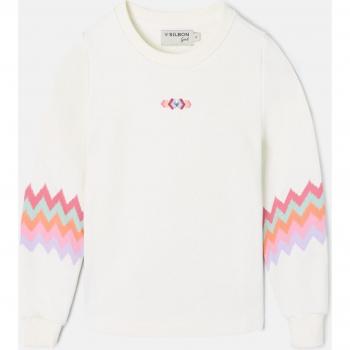 Sudadera Silbon niña manga larga con detalles zigzag