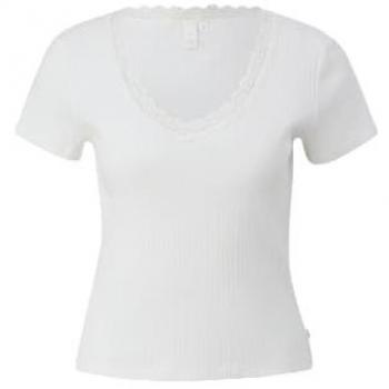 QS Kurzarmshirt mit Spitzenakzenten