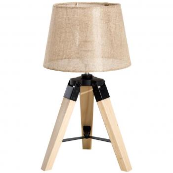 Lámpara de mesa Homcom 40W base trípode pantalla de lino natural 45x24x24 cm