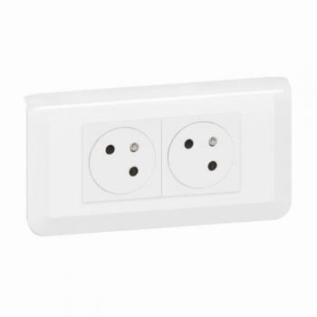 Mosaic Double Prise 2P+T Blanc – Lot de 2