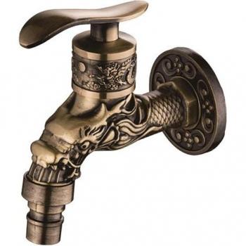 Antique Bronze Wall‑Mount Bibcock – Single Cold Water Faucet for Bath, Kitchen, and Outdoor Use