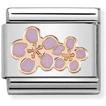 Charm Clásico de Acero y Oro Rosa Flor de Melocotón 430202/03