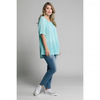 Turquoise Plus Size Off The Shoulder Floral Ogee Print Blouse, Women's 16/18, Viscose