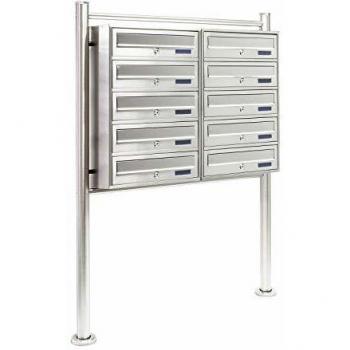 Wiltec Edelstahl-Briefkastenstand mit 10 Fächern (2x5)