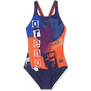 Arena g Rock jr Swim Pro Back One Piece Maillot de bain Fille, Navy/Nectarine, taille FR 2XL