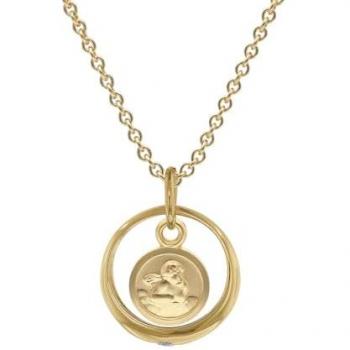 Goldplattierte Silberkette mit Taufring und Amor 333