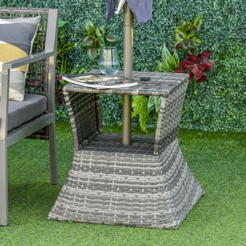 Outsunny Outdoor Patio Rattan Wicker Coffee Table - Mixed Grey